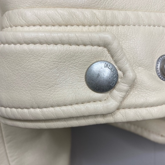 BLANK-NYC Cream white vegan leather jacket with removable denim collar. - Picture 14 of 15